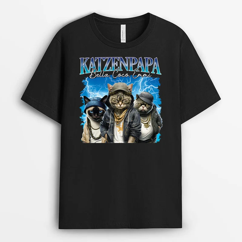 Katzenpapa Katzenmama Hip Hop Style - Personalisiertes Geschenk | T-shirt für Katzenliebhaber
