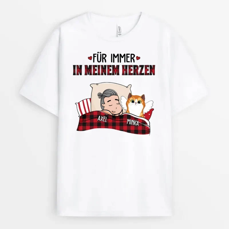 Für Immer In Meinem Herzen Mit Katzen - Personalisiertes Geschenk | T-shirt für Katzenliebhaber