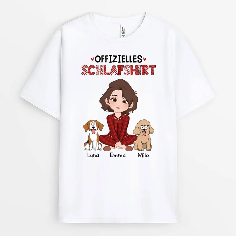 Offizielles Schlafshirt Mit Hunden - Personalisiertes Geschenk | T-shirt für Hundeliebhaber
