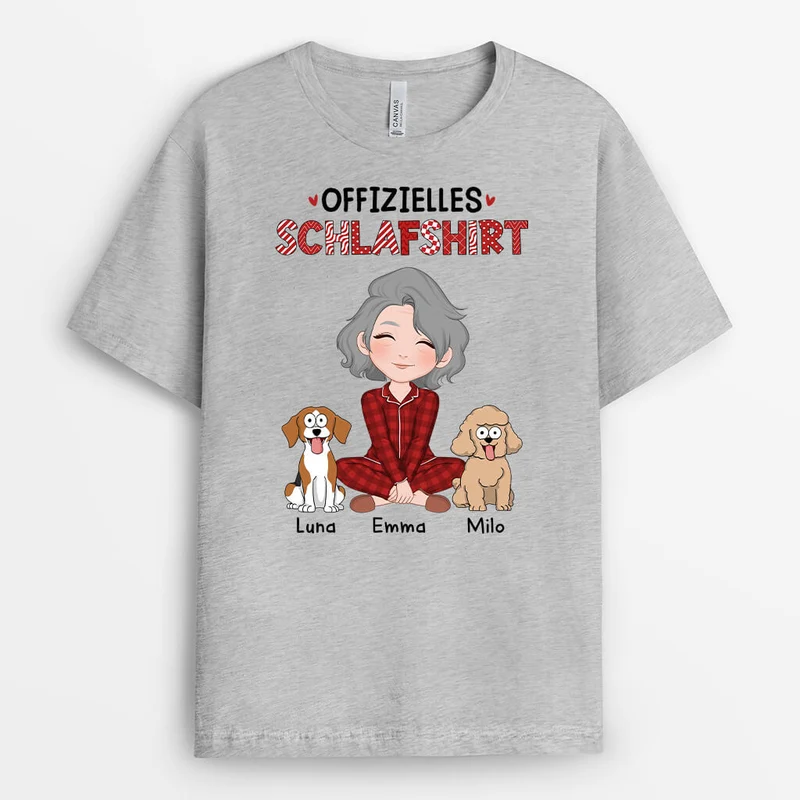 Offizielles Schlafshirt Mit Hunden - Personalisiertes Geschenk | T-shirt für Hundeliebhaber