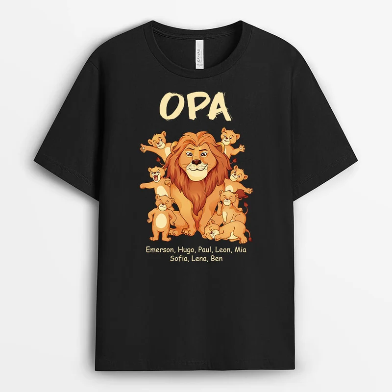 Opa Löwe - Personalisiertes Geschenk | T-Shirt für Opas/Papas