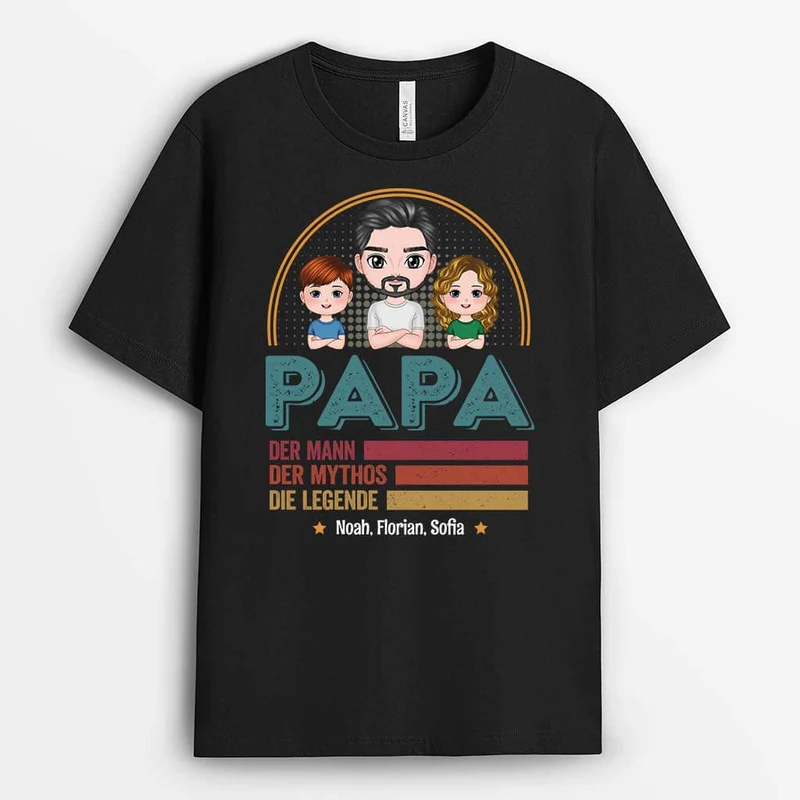 Papa und Kinder Vintage - Personalisiertes Geschenk | T-shirt für Papas