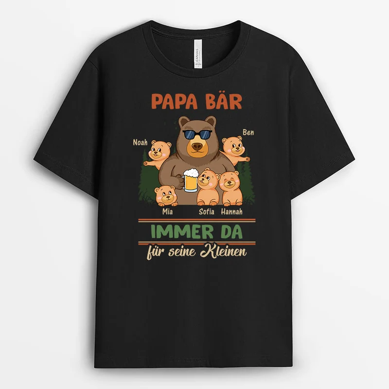 Papa/Opa Bär Immer Da Für Seine Kleinen - Personalisiertes Geschenk | T-shirt für Opas/Papas