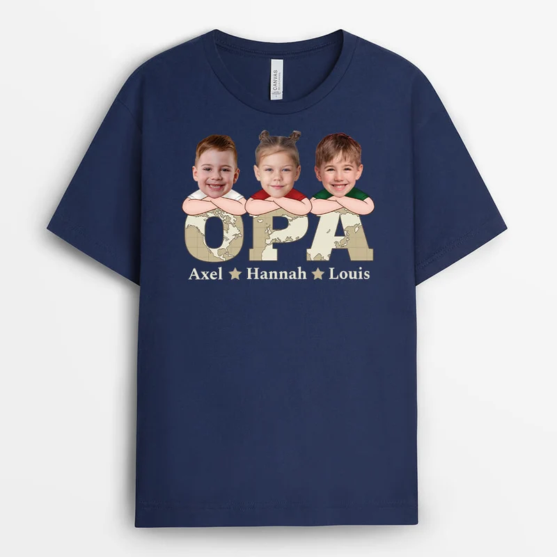 Papa mit Weltkarte - Personalisiertes Geschenk | T-shirt für Papas