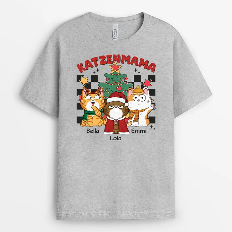 Katzenmama Katzenpapa Mit Retro Stil - Personalisiertes Geschenk | T-shirt für Katzenliebhaber