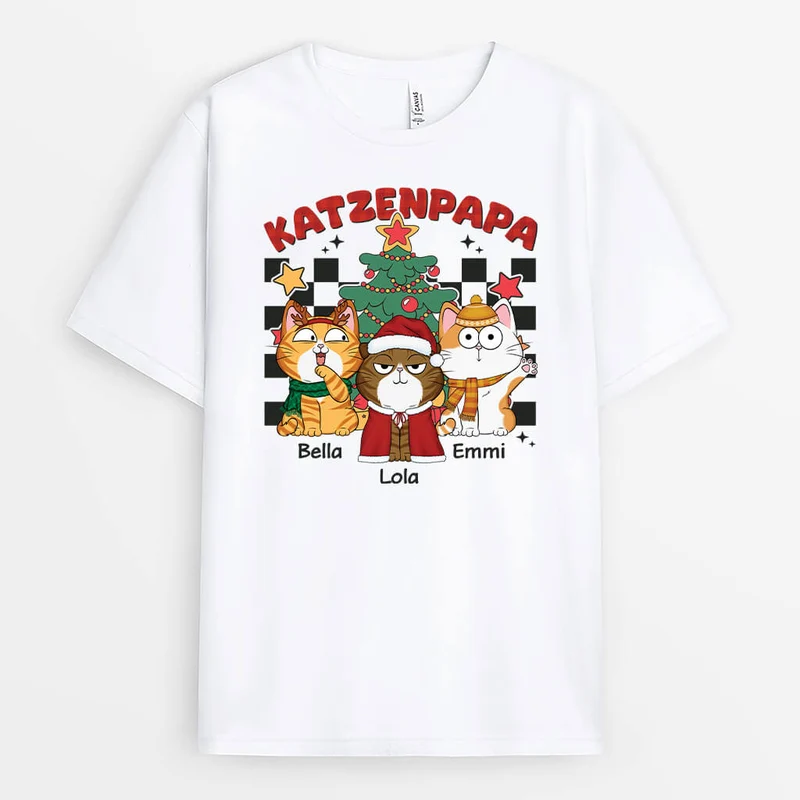 Katzenmama Katzenpapa Mit Retro Stil - Personalisiertes Geschenk | T-shirt für Katzenliebhaber