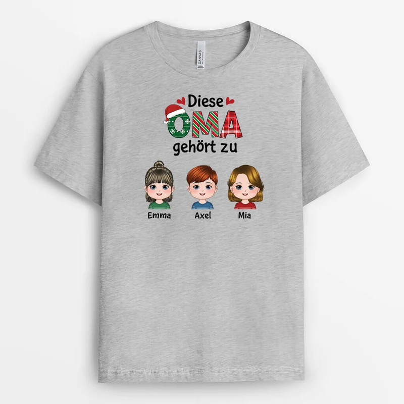 Diese Oma Gehört Zu Mit Weihnachtsmütze - Personalisiertes Geschenk | T-shirt für Oma