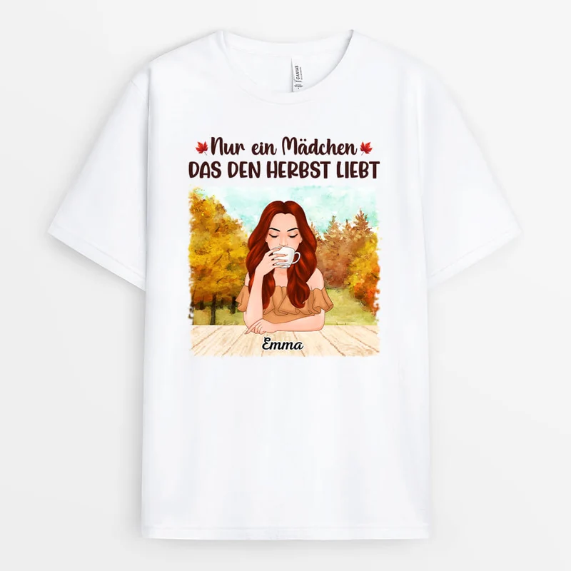 Personalisiertes Ein Mädchen Das Herbst Liebt T-Shirt