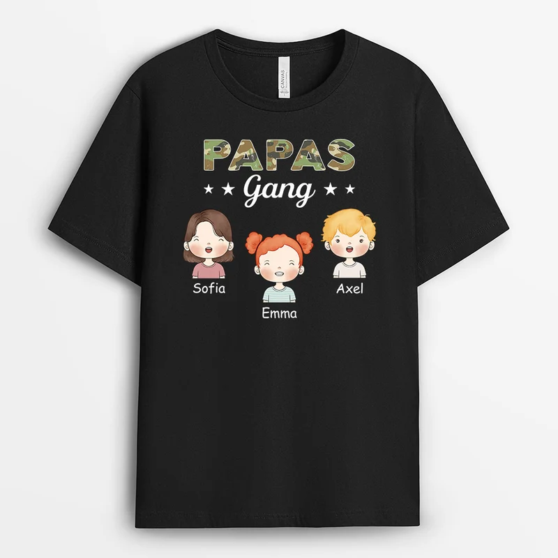 Papas Gang Süße Kinder - Personalisierte Geschenke | T-Shirt für Papa/Opa