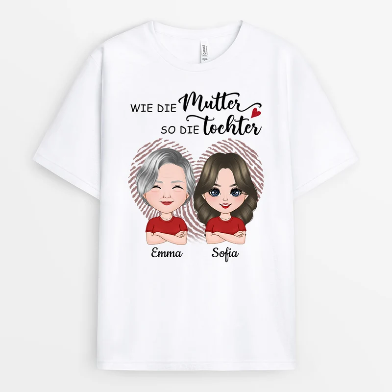 Wie Mutter Wie Tochter - Personalisierte Geschenke | T-Shirt für Mama/Oma