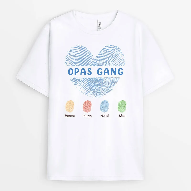 Opas/Papas Bande Fingerabdruck - Personalisiertes Geschenk | T-Shirt für Männer