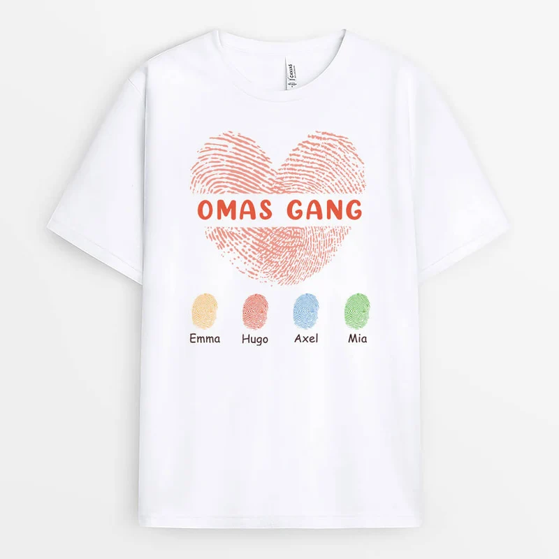 Omas/Mamas Bande Fingerabdruck - Personalisiertes Geschenk | T-Shirt für Damen