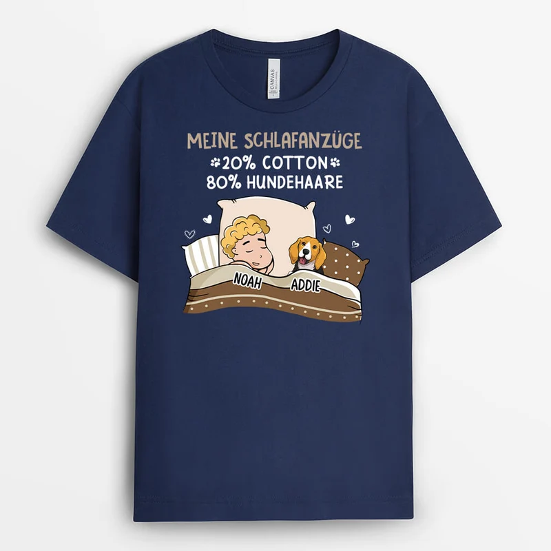 Mein Pyjama 20% Baumwolle 80% Hundehaare - Personalisiertes Geschenk | T-Shirt für Hundeliebhaber