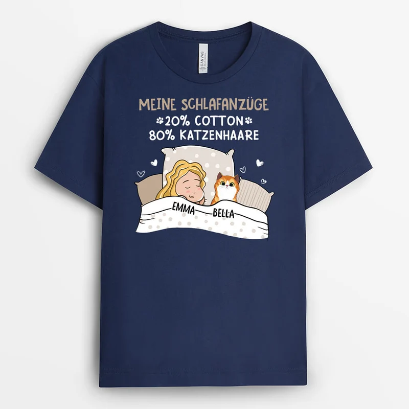 Mein Pyjama 20% Baumwolle 80% Katzenhaare - Personalisiertes Geschenk | T-Shirt für Katzenliebhaber