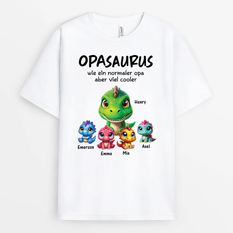 Papasaurus/Opasaurus - Personalisiertes Geschenk | T-Shirt für Papas/Opas