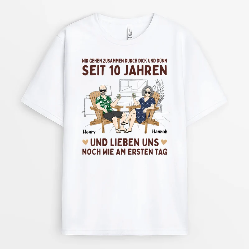 Wir Haben Schon Dick Und Dünn Miteinander Durchgestanden - Personalisiertes Geschenk | T-Shirt für Paare