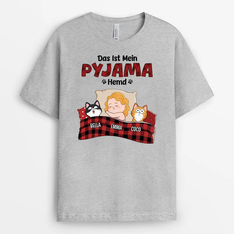 Das Ist Mein Pyjama Hemd Mit Katze - Personalisiertes Geschenk | T-shirt für Katzenliebhaber