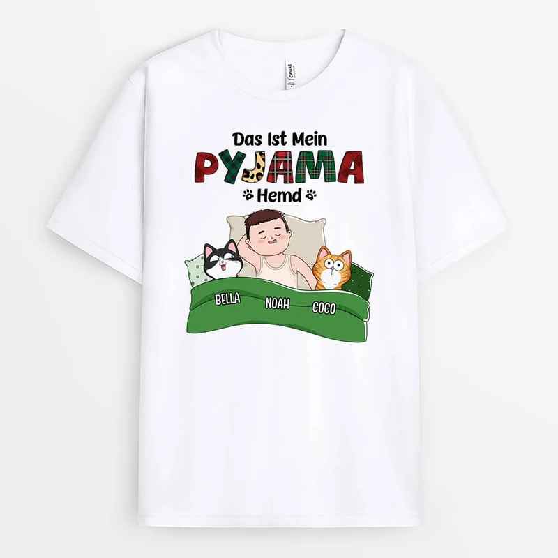Das Ist Mein Pyjama Hemd Mit Katze - Personalisiertes Geschenk | T-shirt für Katzenliebhaber