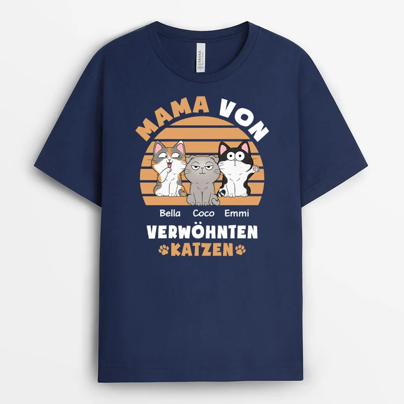 Mama Von Verwöhnten Katzen - Personalisiertes Geschenk | T-shirt fürKatzenliebhaber