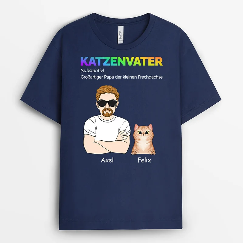 Katzenpapa Großartiger Papa Der Kleinen Frechdachse - Personalisiertes Geschenk | T-shirt für Katzenliebhaber