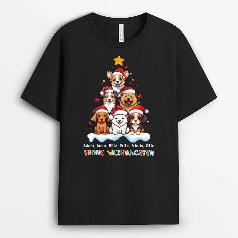 Frohe Wau Wau Weihnachten - Personalisiertes Geschenk | T-shirt für Hundeliebhaber