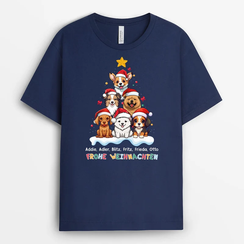 Frohe Wau Wau Weihnachten - Personalisiertes Geschenk | T-shirt für Hundeliebhaber