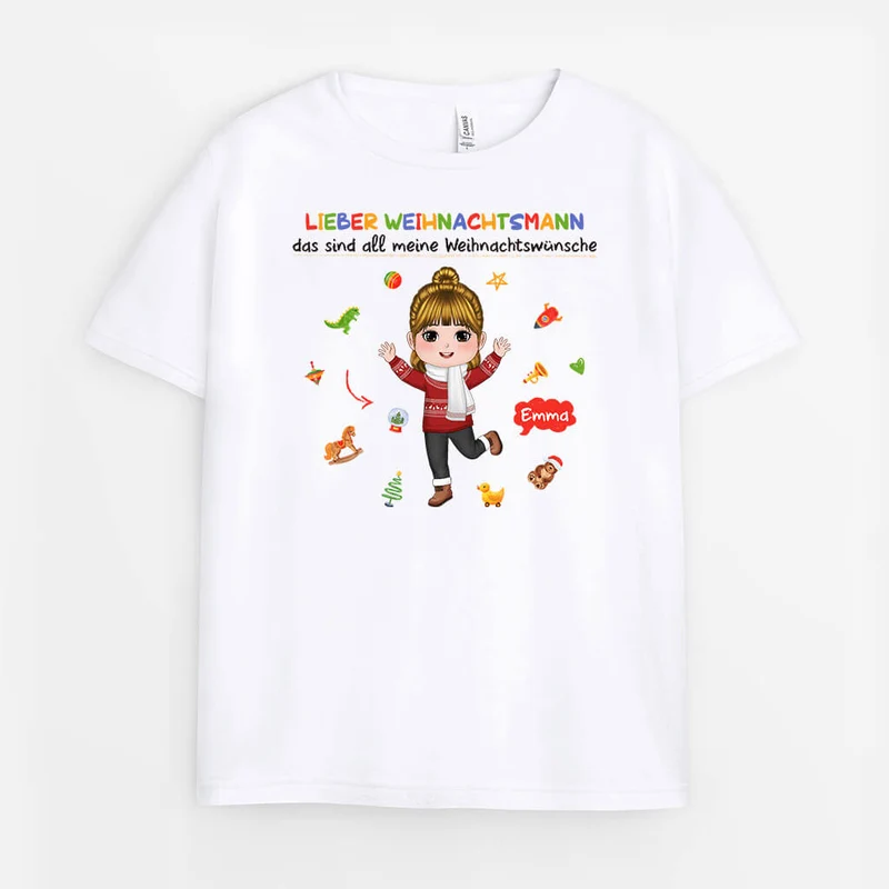 Lieber Weihnachtsmann das sind all meine Weihnachtswünsche - Personalisiertes Geschenk | T-shirt für Weihnachten