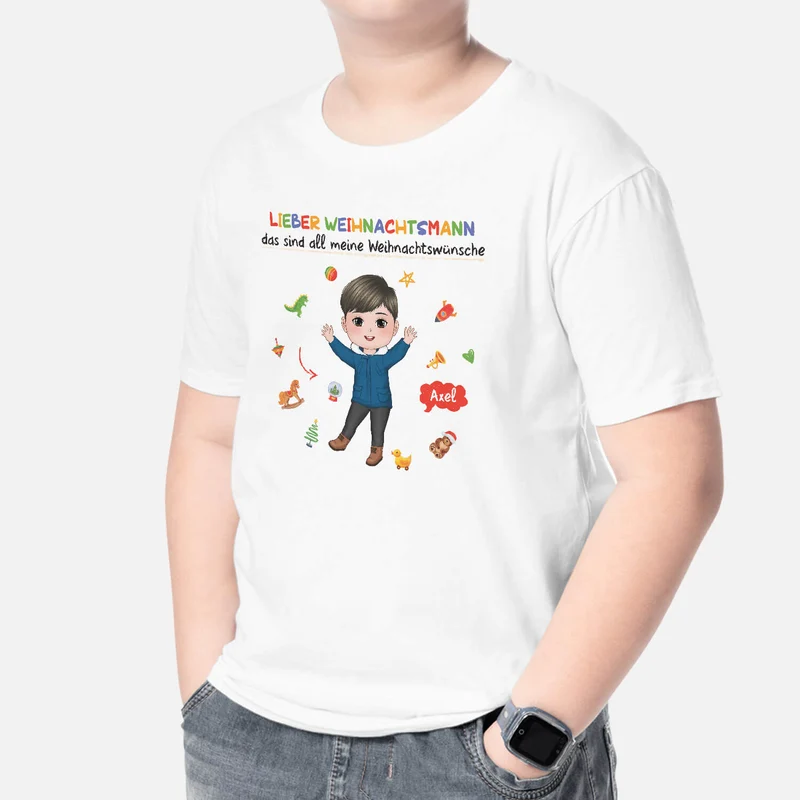 Lieber Weihnachtsmann das sind all meine Weihnachtswünsche - Personalisiertes Geschenk | T-shirt für Weihnachten