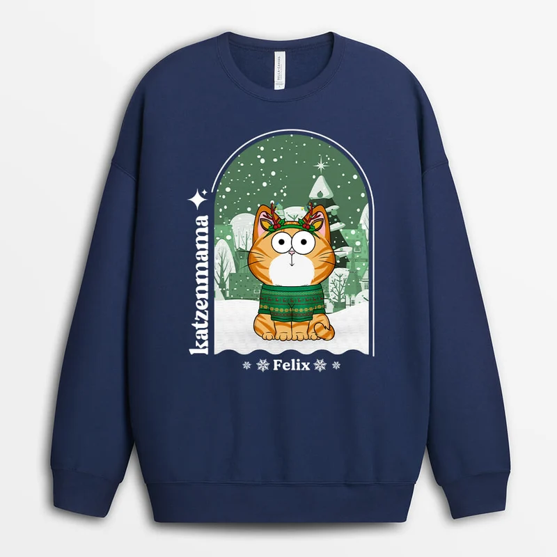Weihnachten Katzenmama Katzenpapa - Personalisiertes T-shirt | Geschenk für Katzenliebhaber