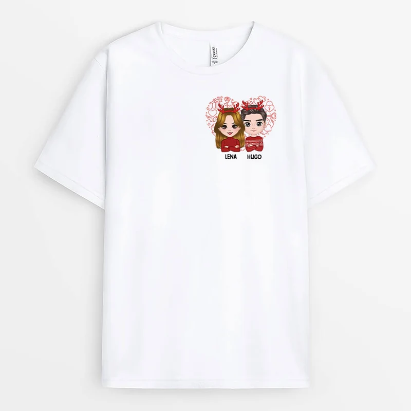 Paar Mit Herz Weihnachten - Personalisiertes Geschenk | T-shirt für Paare