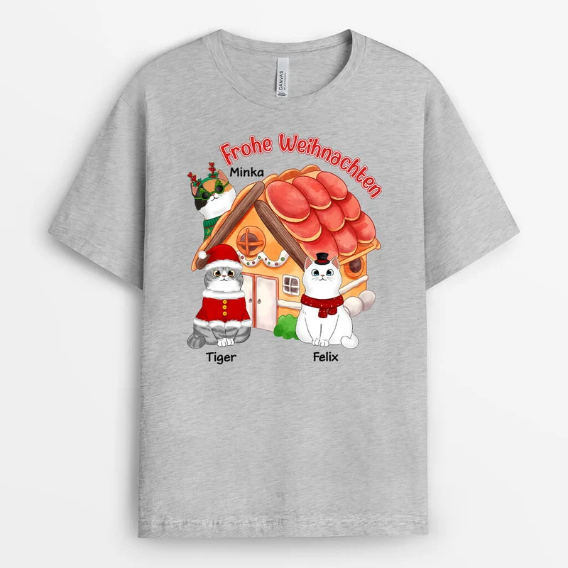 Frohe Weihnachten Süße Katzen - Personalisiertes Geschenk | T-shirt für Katzenliebhaber