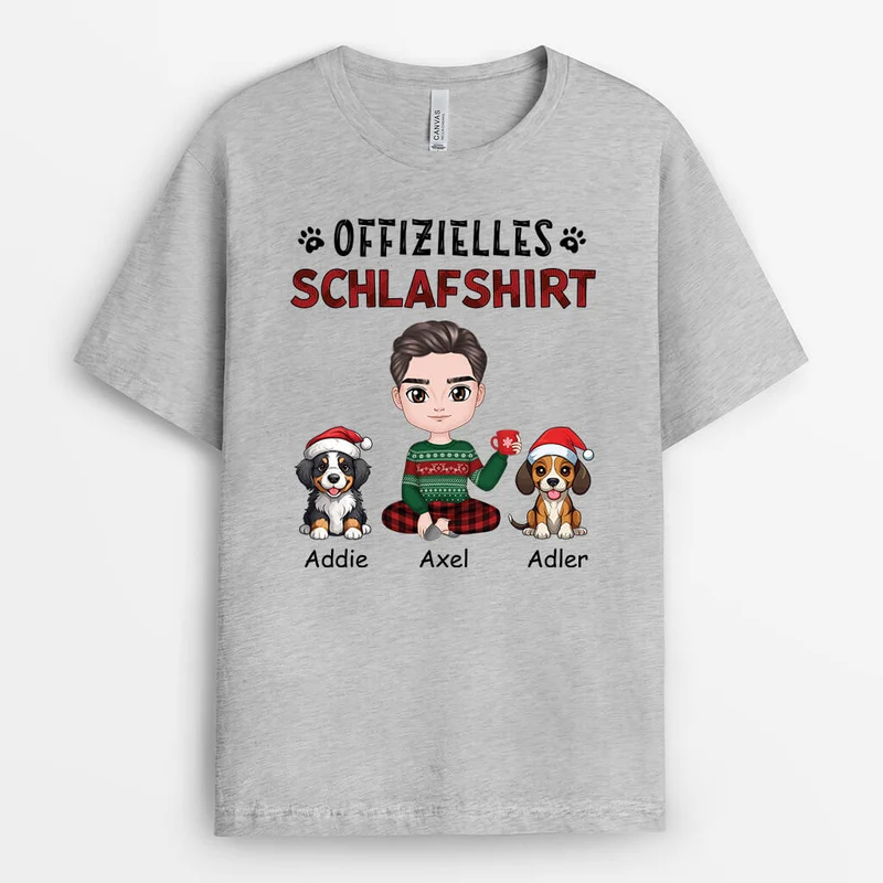Offizielles Schlafshirt Mit Hunden - Personalisiertes Geschenk | T-shirt für Hundeliebhaber