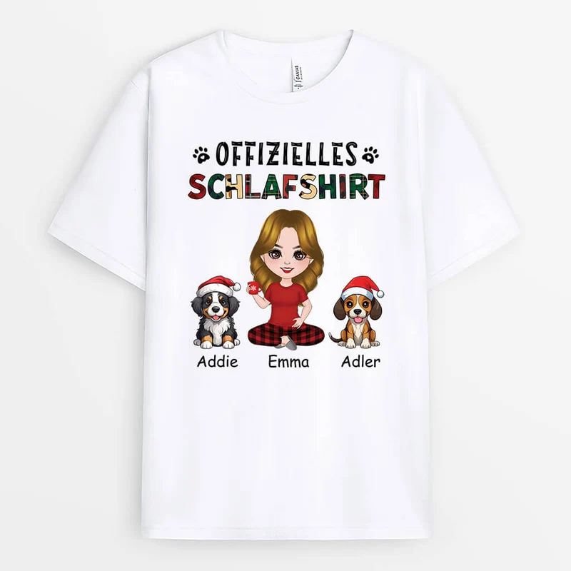 Offizielles Schlafshirt Mit Hunden - Personalisiertes Geschenk | T-shirt für Hundeliebhaber