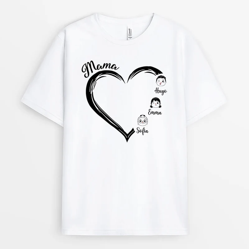 Das Herz und Kinder - Personalisiertes Geschenk | T-shirt für Mamas