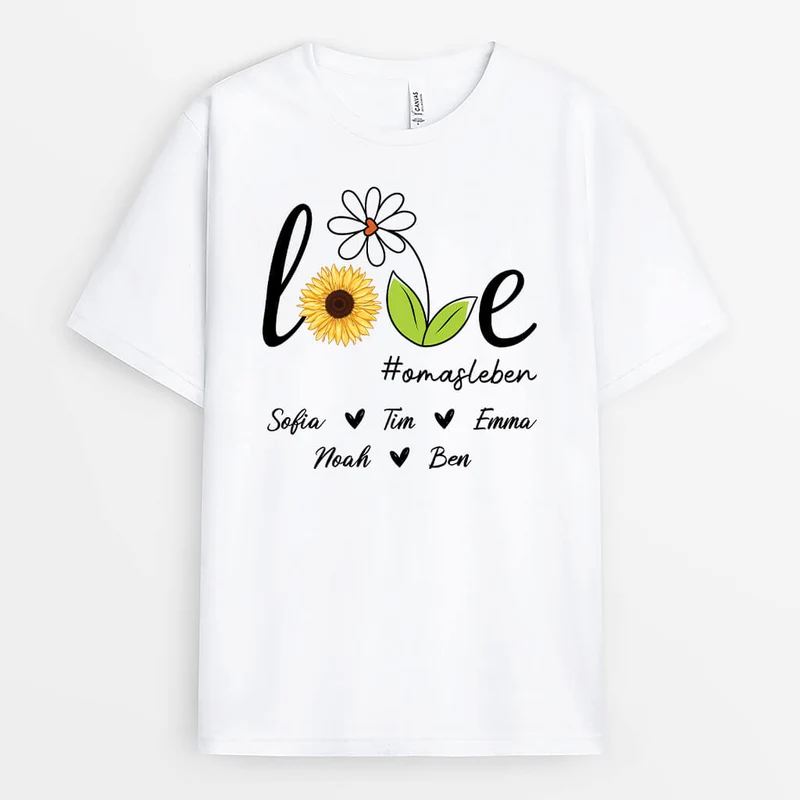 Blumen Liebe - Personalisiertes Geschenk | T-Shirt für Omas/Mamas