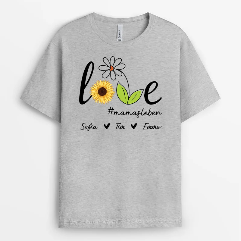 Blumen Liebe - Personalisiertes Geschenk | T-Shirt für Omas/Mamas