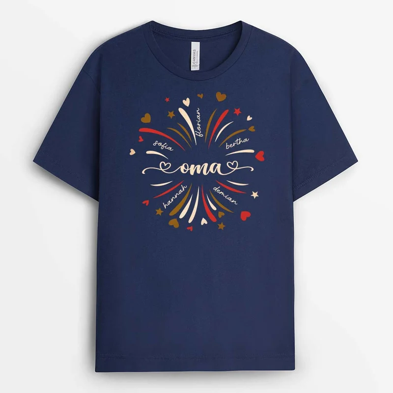 Oma/Mama Und Feuerwerk - Personalisiertes Geschenk | T-shirt für Omas/Mamas