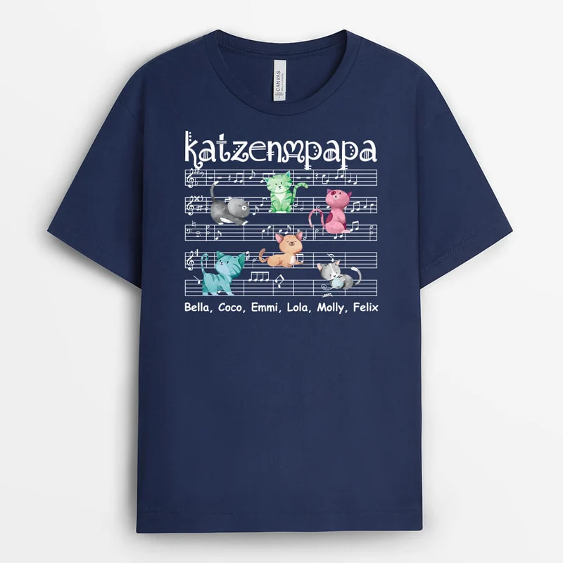 Katzenmama/Katzenpapa mit Musik - Personalisiertes Geschenk | T-shirt für Katzenliebhaber