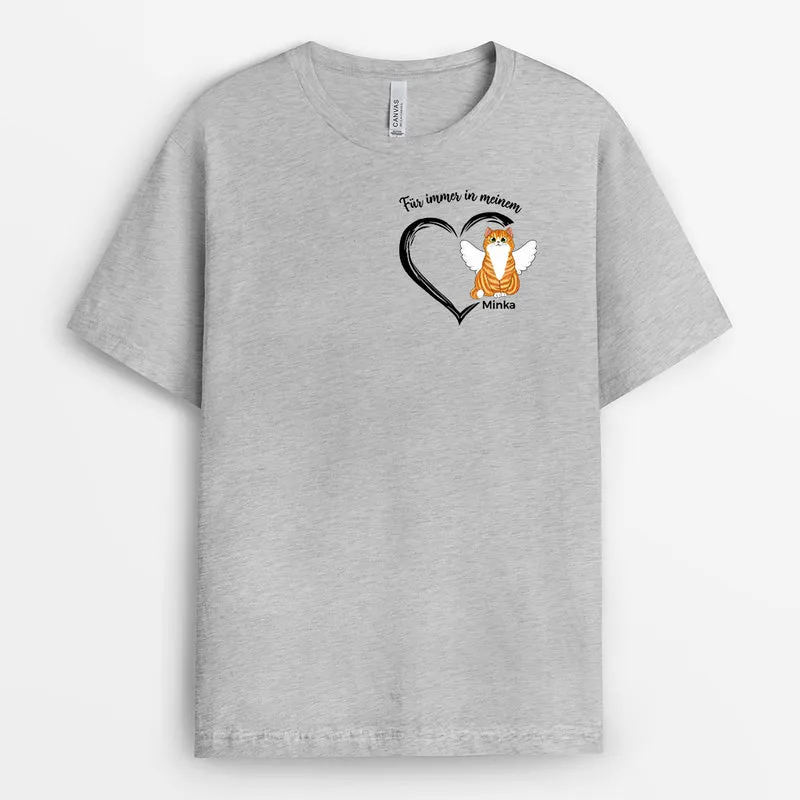 Für Immer In Meinem Herzen Katzen - Personalisierte Geschenke | T-Shirt für Katzenliebhaber Zur Erinnerung