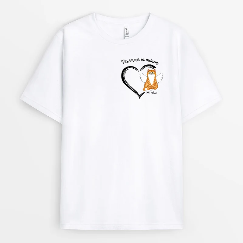 Für Immer In Meinem Herzen Katzen - Personalisierte Geschenke | T-Shirt für Katzenliebhaber Zur Erinnerung