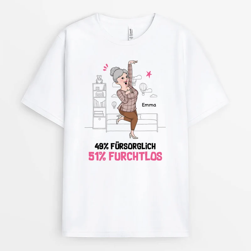 49% Fürsorglich 51% Furchtlos - Personalisiertes Geschenk | T-Shirt für Nannys