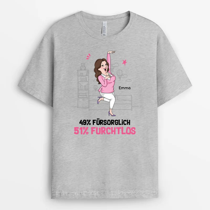 49% Fürsorglich 51% Furchtlos - Personalisiertes Geschenk | T-Shirt für Nannys
