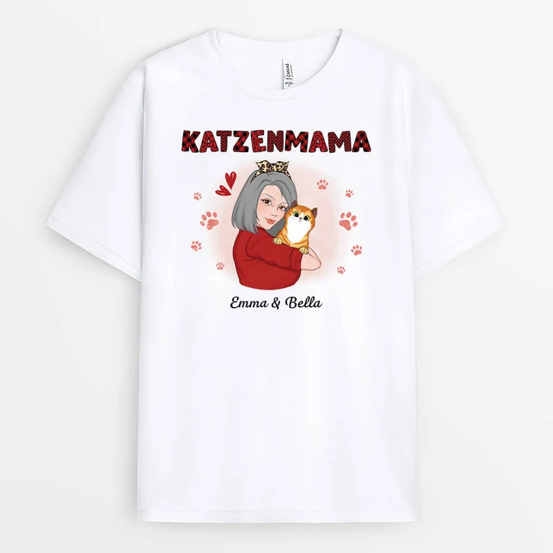 Katzenmama - Personalisiertes Geschenk | T-shirt für Katzenliebhaber