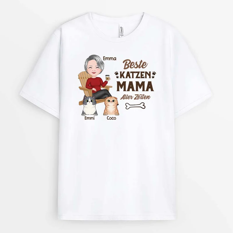 Beste Katzenmama/Katzenpapa Aller Zeiten - Personalisiertes Geschenk | T-shirt für Katzenliebhaber