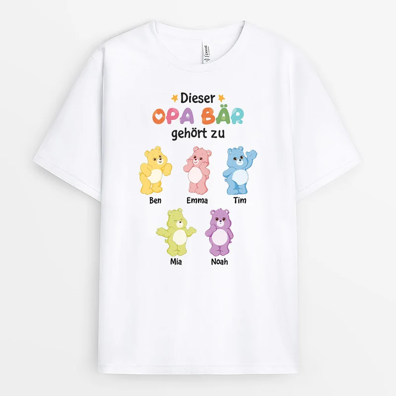 Dieser Papa/Opa Bär Gehört Zu - Personalisiertes Geschenk | T-Shirt für Herren