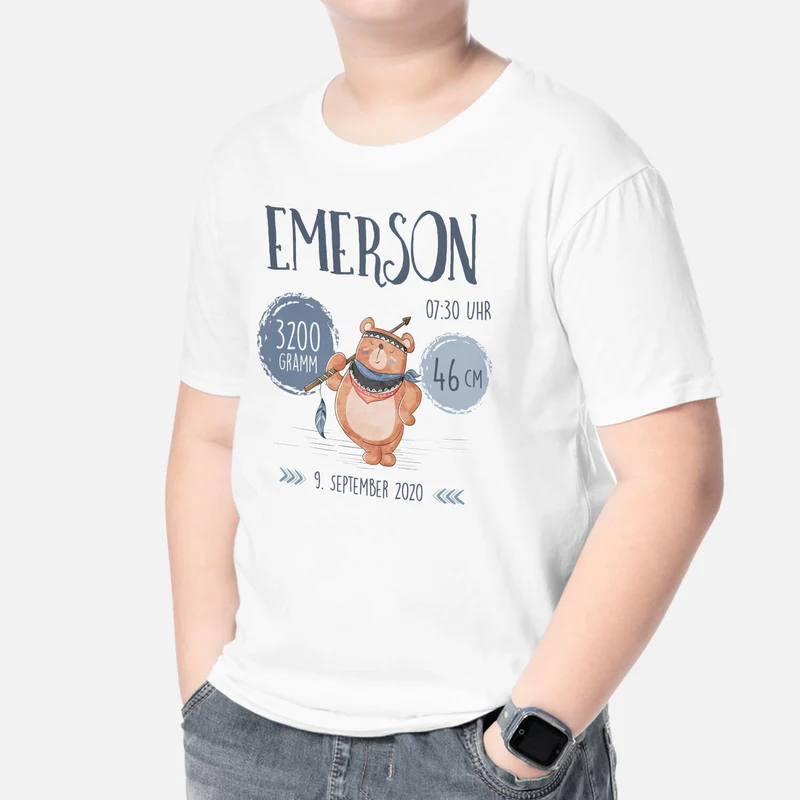 Informationen Zur Geburt Des Kindes - Personalisiertes Geschenk | T-Shirt für Kinder und Jugendliche