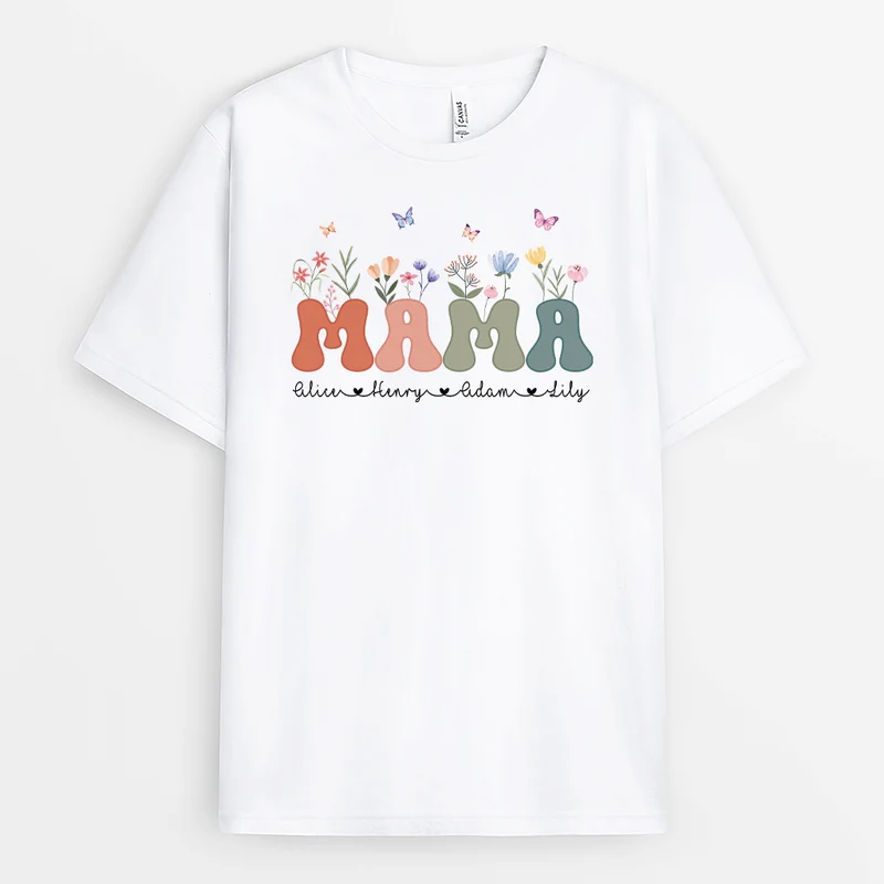 Mama Und Blumen - Personalisiertes Geschenk | T-Shirt für Mamas
