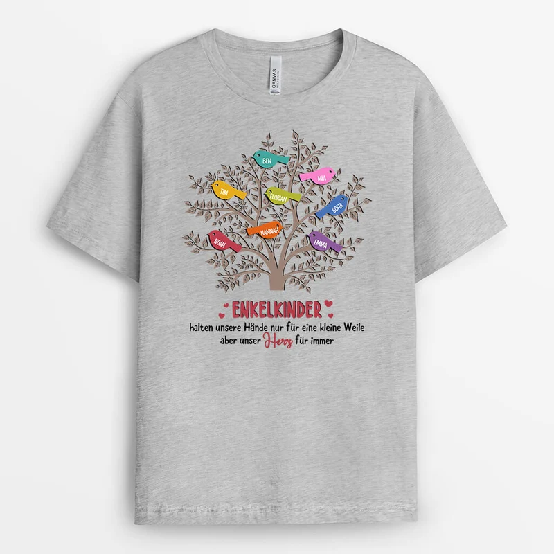 Enkelkinder Halten Unsere Hände Nur Für Eine Weile Aber Unsere Herzen Für Immer - Personalisiertes Geschenk | T-Shirt für Großeltern