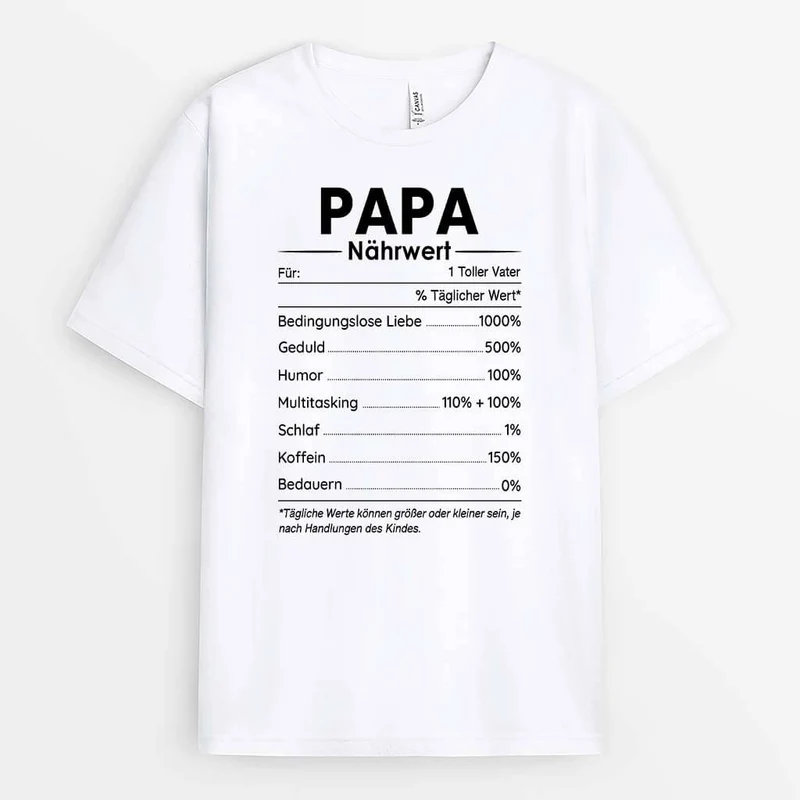 Mama/Papa Nährwertangaben - Personalisiertes Geschenk | T-Shirt für Großeltern