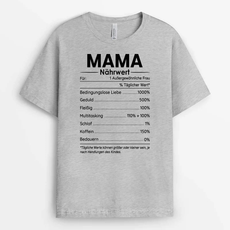 Mama/Papa Nährwertangaben - Personalisiertes Geschenk | T-Shirt für Großeltern